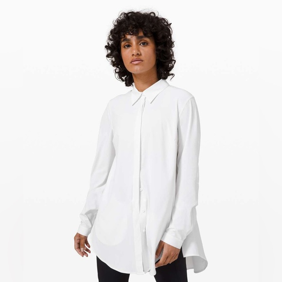Lululemon In the Moment Shirt Womens White Button Front Voluminous Shirt, 12 - Picture 1 of 15